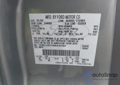 2006 Ford Escape Xlt/Xlt Sport from USA, damaged, VIN 1FMCU93196KA23764